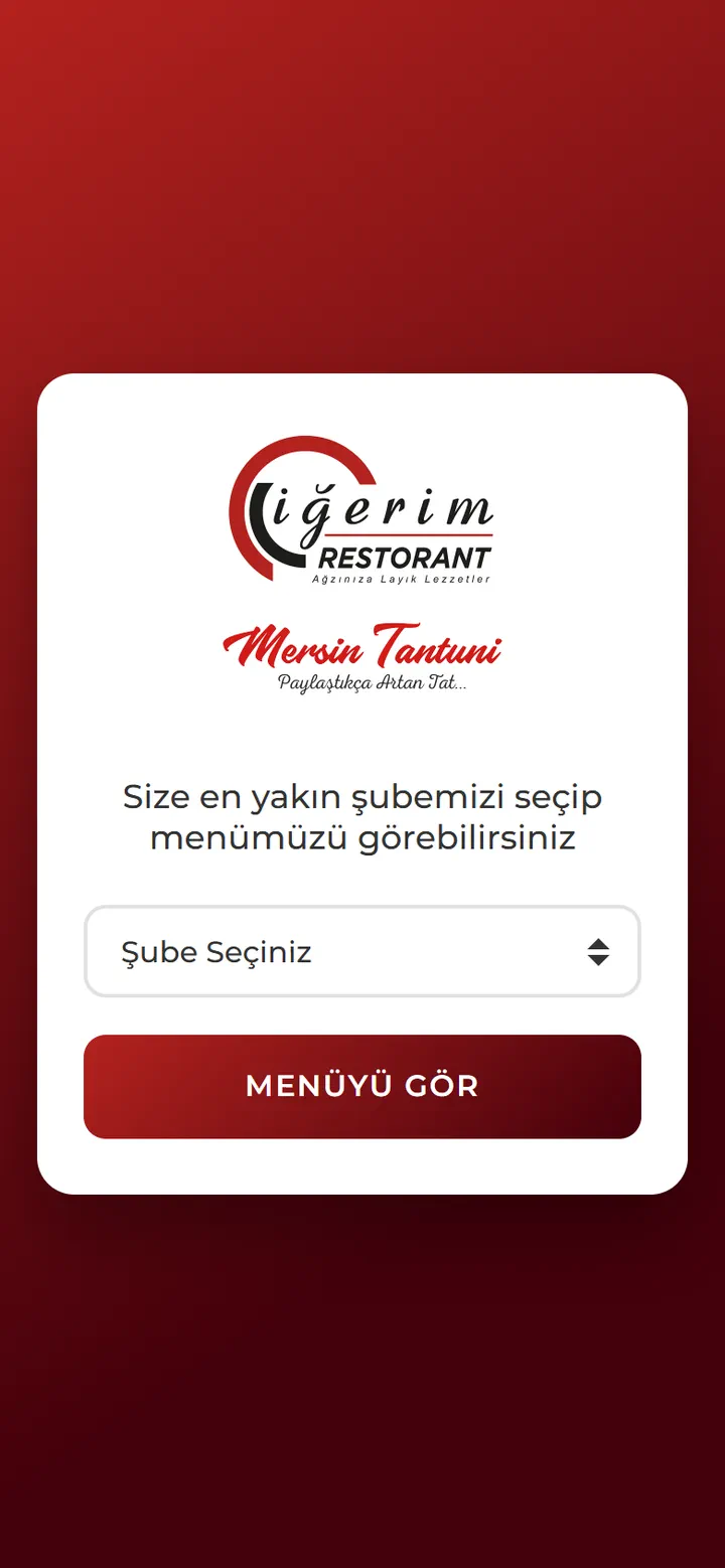 Branch choice: the menu opens by selecting a branch