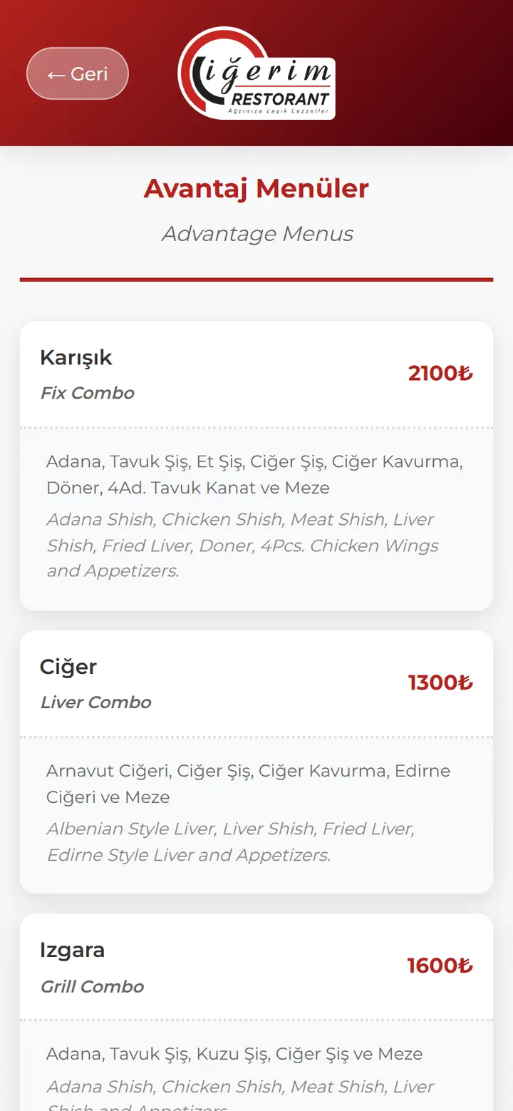 Value menus: contents described in both languages