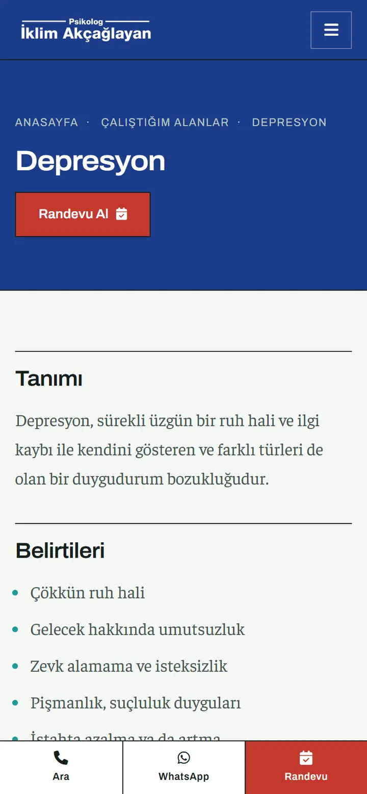 Mobile content page: definition and symptoms