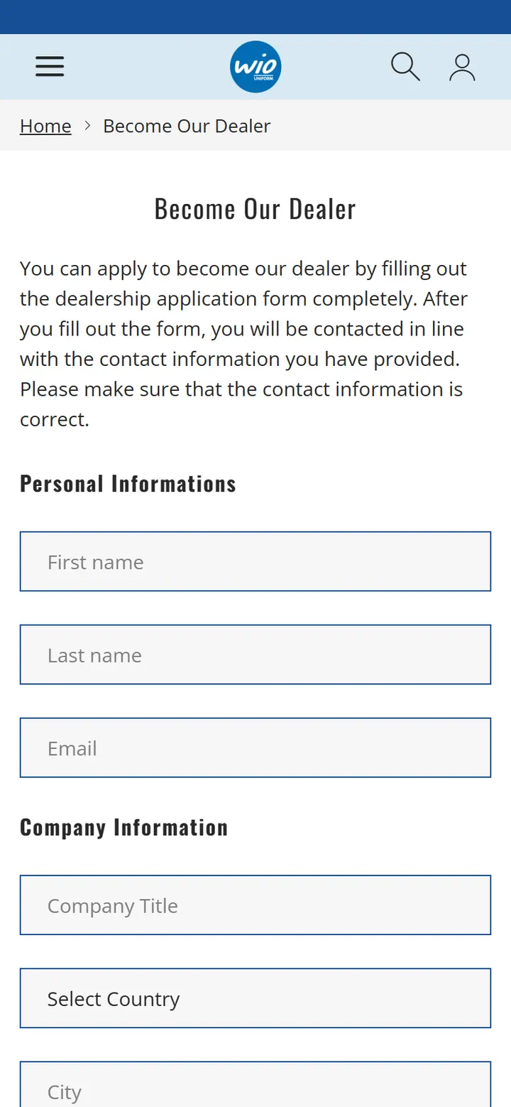 Mobile dealer application form