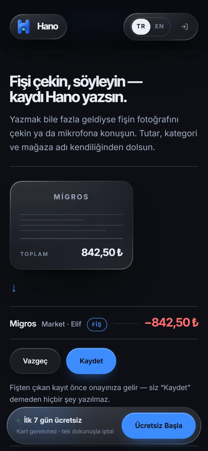 Mobil fiş akışı: fişten okunan kayıt onaya düşüyor